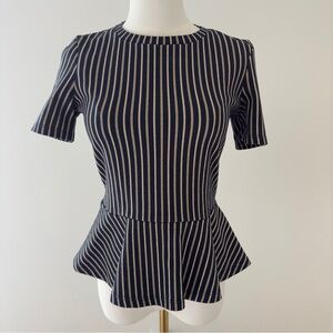 Zara Short Sleeve Women's Peplum Striped Fitted Top Shirt Size Small